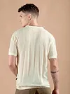 Cream Half-Sleeves Knitted Mens Shirt